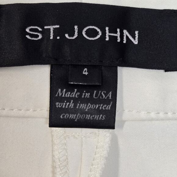 St John Jennifer Pants Womens 4 Straight Leg Cropped Ivory Designer USA Luxury - Picture 6 of 10